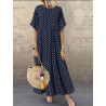 VESTIDO AZUL MARINO CON CÍRCULOS BLANCOS